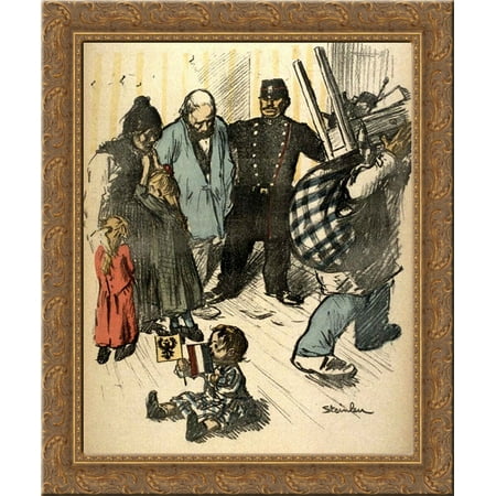 La Terme Franco-Russe 24x20 Gold Ornate Wood Framed Canvas Art by Theophile Steinlen