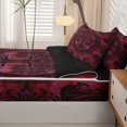 thumbnail image 5 of Homewish Vintage Nature Tree Zipper Queen Comforter Set With Fitted Sheet And 2 Pillowcases,Black Red Bohemian Zipper Bedding Set,Black Reversible,4Pcs, 5 of 8