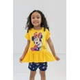 thumbnail image 2 of Disney Minnie Mouse Toddler Girls Peplum T-Shirt and French Terry Shorts Outfit Set Toddler to Little Kid, 2 of 5