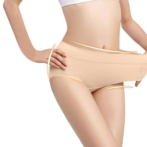 GZWYHT Womens Underwear Clearance Cotton Underwear,Womens High Waisted Cotton Underwear Ladies Soft Full Briefs Panties,Seamless Underwear,Cheeky Underwear,No Show Underwear,Beige L