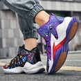 thumbnail image 3 of Sneakers, Mens Shoes Breathable Canvas High-top Basketball Shoes, Anti-slip Rubber Sole, Outdoor Cushioning Sports Shoes, Black and Purple Twin-color Lightweight Running Shoes, 3 of 9