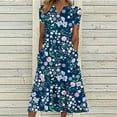 thumbnail image 2 of Edvintorg Women's Summer Dresses 2024 Beach Casual Short Sleeve Floral Print Loose Midi Dress With Pocket On Clearance, 2 of 4