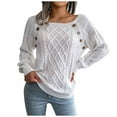thumbnail image 1 of Suéter de mujer, suéter sólido informal a la moda, suéter holgado de manga larga con cuello redondo, blusa con botones, Tops de otoño Odeerbi  ODB-2, 1 of 8