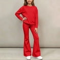 thumbnail image 5 of BXJX Girls Outfit Sets 2 Piece, Causal Long Sleeve Crew Neck Sweatshirt and Flare Pants Sets Red Size 7-8 T, 5 of 6