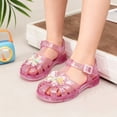 thumbnail image 3 of Owordtank Girl Jelly Sandals Kids Sequin Butterfly Princess Shoes Cute Closed Toe Summer Beach Flat Sandal with Ankle Strap, 3 of 8