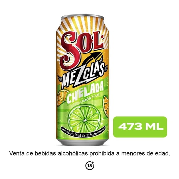 Cerveza Sol chelada limón y sal lata 473 ml