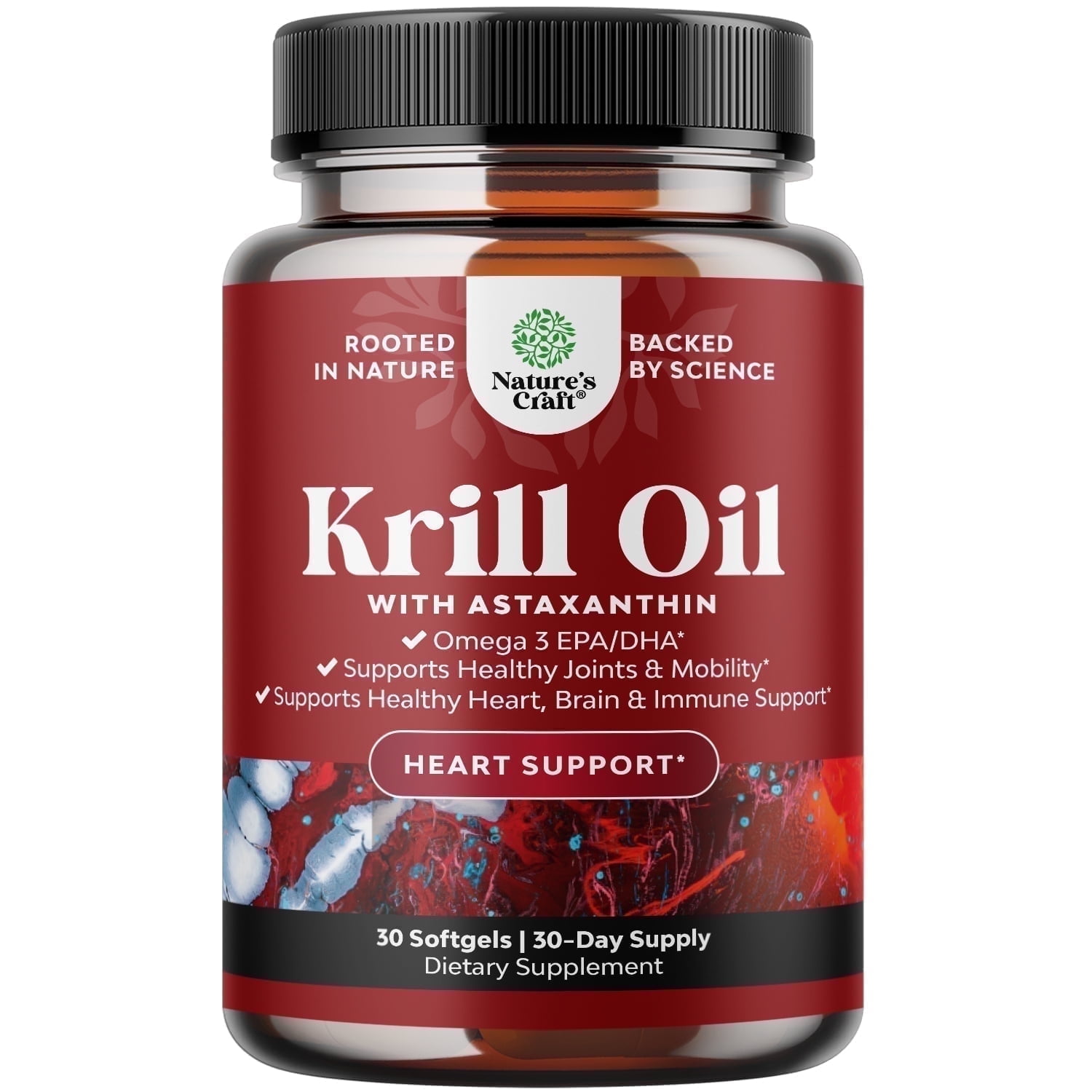 Natures Craft Antarctic Krill Oil 500mg Softgels, High Absorption Omega 3 Supplement, Bone & Joint Health, 30 Count