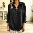 thumbnail image 6 of VBVC Women's Cotton Linen Henley Shirts , Ladies' Collared Long Sleeve Casual Blouses , Loose Fit Button Down Tunic Tops For Women, Black , S-3XL, 6 of 6