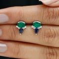 thumbnail image 4 of Rosec Jewels Minimal Cluster Stud Earrings for Women, Emerald and Blue Sapphire Earrings with Diamond (AAA Quality), 925 Sterling Silver, 4 of 8