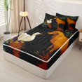 thumbnail image 2 of Homewish Pet Dog Duck Zipper Full Size Comforter Sets with Fitted Sheet and 2 Pillowcases,Cartoon Animal Zipper Bedding Set,Black Orange,Black Reversible,4pcs, 2 of 8