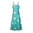 thumbnail image 5 of Summer Saving Wycnly Dresses for Women 2024 Beach Bobo Loose Hem Spaghetti Strap Long Dresses Sleeveless V-Neck Daisy Print Summer Maxi Sun Dress Mint Green S Up to 65% off, 5 of 5