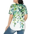 thumbnail image 4 of HAPIMO Women' Plus Size Round Neck Tees Summer Tops for Women Fashion Clothes Flowy Flower Print Tops Casual Loose Elegant Pleated Blouses Dressy Tunic Green M, 4 of 6