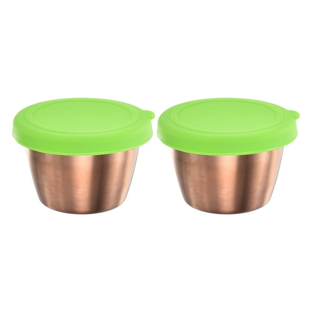 Contenedor para Aderezo de Ensalada Uxcell de 2pcs, 2.4oz, Contenedores de Cocina de Acero Inoxidable, Verde