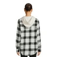 thumbnail image 3 of Time and Tru Women's Button Down Hooded Flannel Shirt, Sizes XS-XXXL, 3 of 5