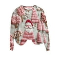 thumbnail image 4 of Bzhegqhd Women's T-shirts Christmas Print Sweatshirts Long Sleeve Round Neck Pullover Top No Hood Loose Fit Casual Fashion Blouse Plush Soft Fleece Fall Winter Tee, 4 of 8