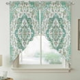 thumbnail image 2 of Turquoise Boho Swag Valances for Windows 2 Pack, Kitchen Window Curtains 36 Inch Length, Vintage Abstract Art Floral Ethnic Tribe Privacy Swag Curtains for Living Room/Bathroom 36"x36", 2 of 8