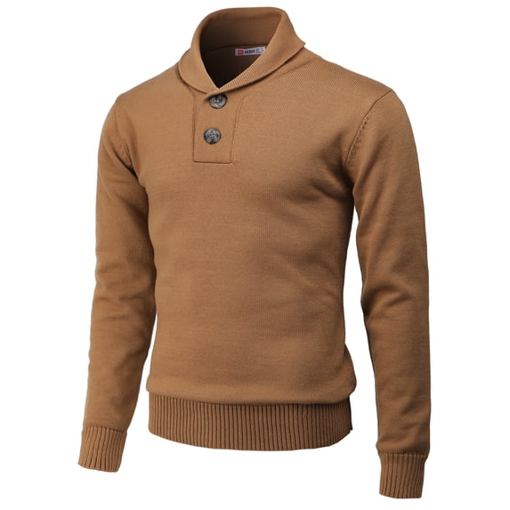 H2H Mens Casual Slim Fit Pullover Sweaters Shawl Collar Fall Winter Casual Knitted Sweaters (CMOSWL064)
