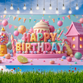 thumbnail image 5 of Colorful Theme Birthday Party Banner Decorative Design Happy Birthday Banner for Kids Celebration Indoor Decoration Party, 5 of 8