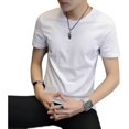 thumbnail image 5 of Camiseta de manga corta de color sólido para hombre, camiseta ajustada de verano, camisa de base blanca y negra, camisa casual sencilla en stock, 5 of 5
