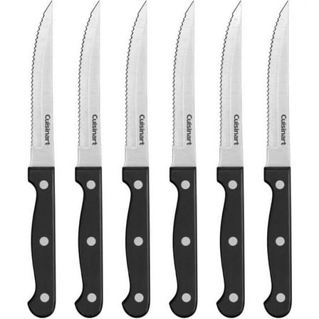 Cuisinart Classic 6-piece Black Triple Rivet Steak Knife Set, C77TR-6PSK