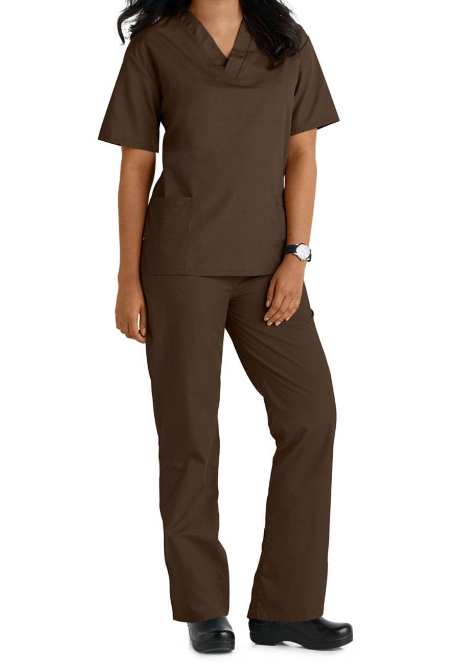 2 pieces Women Doctors Nurse Uniform Suit Set Work Outfit V-Neck Top Long Pants