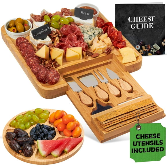 Tabla de charcutería Woodenhouse, bandeja de queso de bambú con utensilios