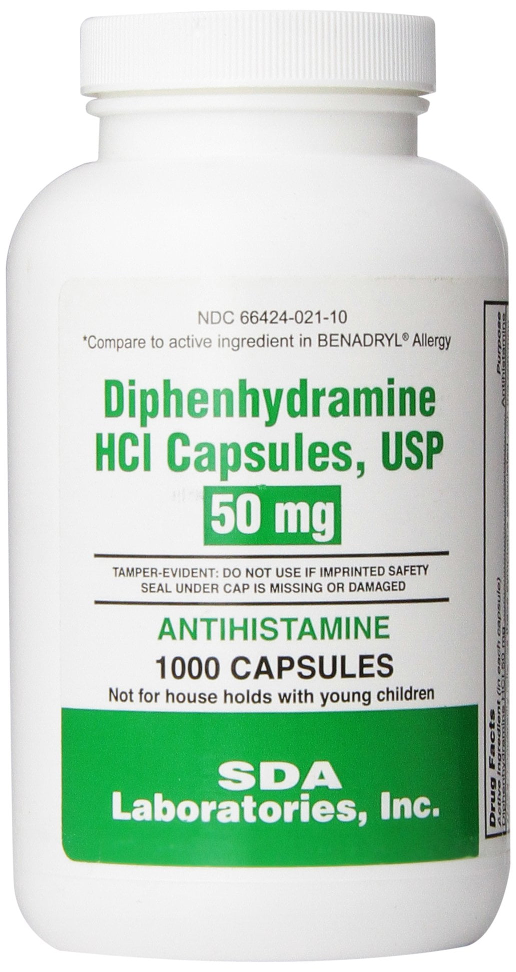 SDA Labs Diphenhydramine 50mg Capsules 1000ct