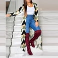 thumbnail image 3 of Fanxing Women Long Cardigan Coat Women's Open Front Maxi Long Knitted Cardigan Color Block Casual Loose Cable Sweater Coat Outwear, 3 of 7