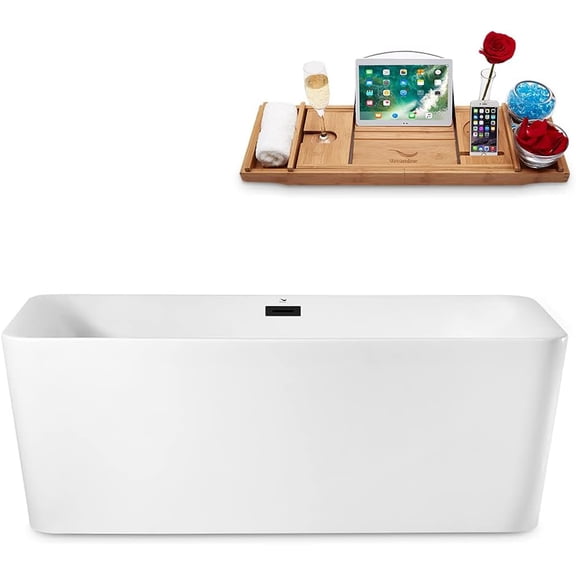 63" Streamline N682BL Freestanding Tub and Tray With Internal Drain