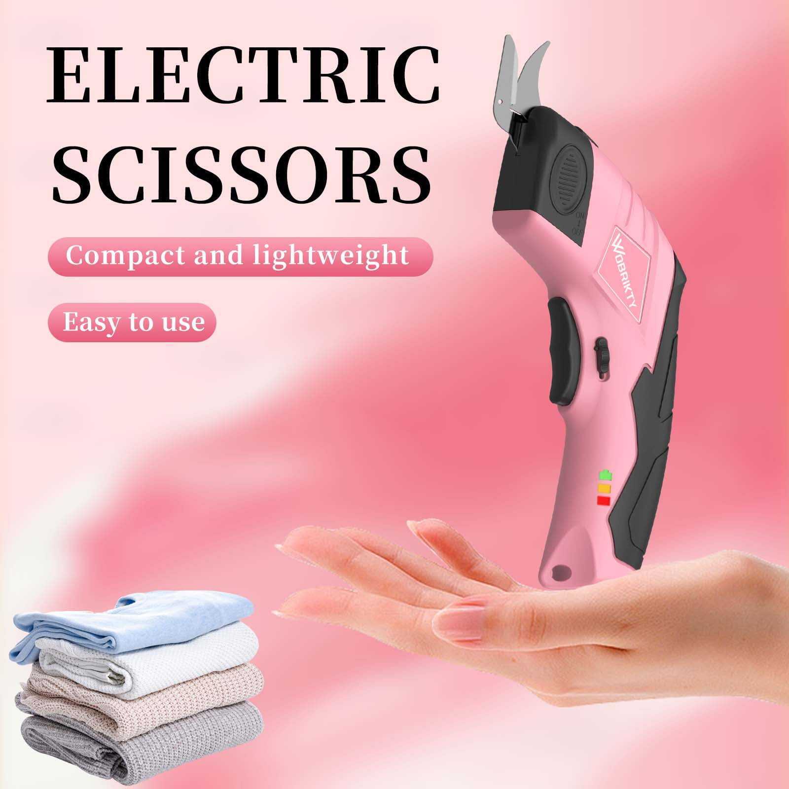 Electric Fabric Cutting Scissors, USB Rechargeable Precision Cutter, Adjustable Settings, For Clothing Cardboard Craft, Orange Pink Available
