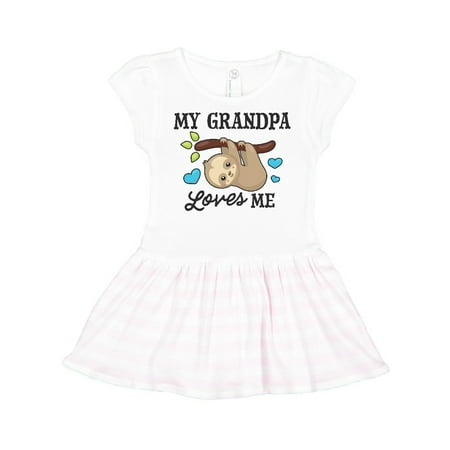 

Inktastic My Grandpa Loves Me with Sloth and Hearts Gift Toddler Girl Dress