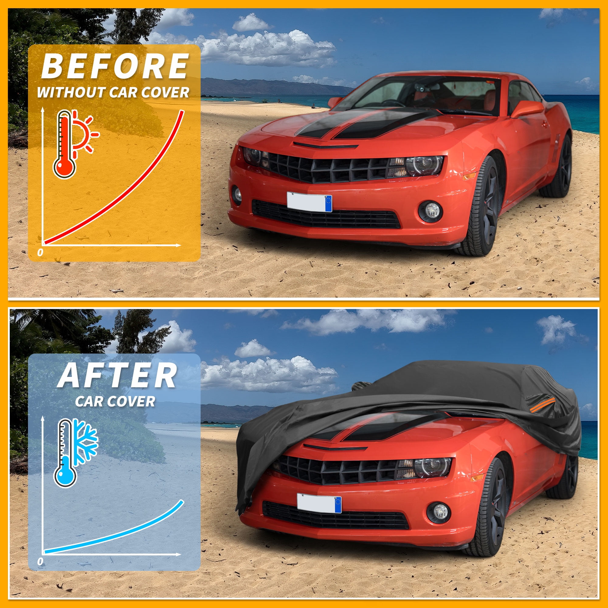 Unique Bargains Durable Waterproof Car Cover Black for Chevrolet Camaro