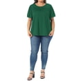 thumbnail image 2 of Agnes Orinda Women's Plus Size Top Crew Neck Short Sleeve t Shirts Flowy Pleated Dressy Casual Tunic Blouses 2X Dark Green, 2 of 6