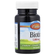 Carlson - Biotin, 5000 mcg, Healthy Hair, Strong Nails Energy Production, 50 Capsules