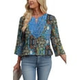 thumbnail image 5 of WIHOLL 3/4 Length Sleeve Summer Tops for Women Trendy Blouses V Neck Lace Shirt Beach Vacation Cruise Outfits, 5 of 11