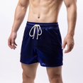 thumbnail image 2 of USNSM Mens Metallic Shorts Running Training Drawstring Pockets Casual Shorts Pants Sports Workout Loose Sweat Shorts Blue XXXL, 2 of 6