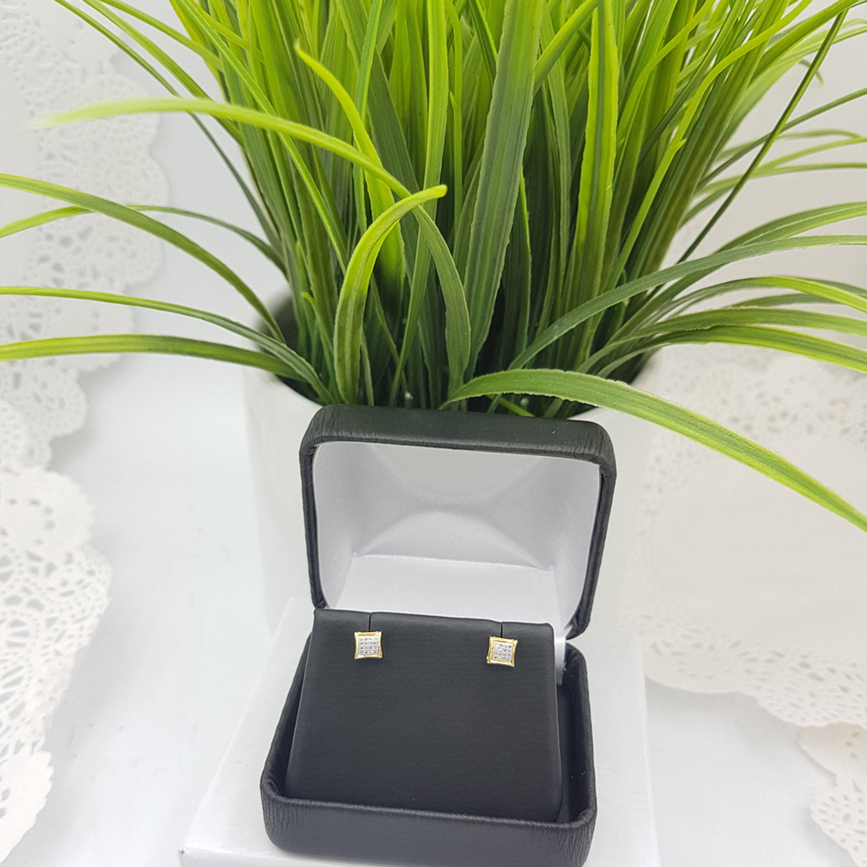 Dazzlingrock Collection 0.05 CT Round White Diamond Kite Stud Earrings for Men in 18K Yellow Gold