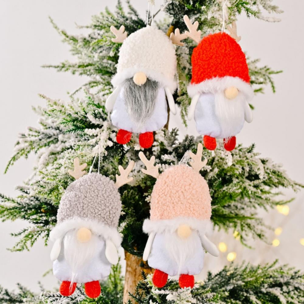 4Pcs Christmas Tree Hanging Gnomes Ornaments Set Plush Elf Hanging Holiday Decor 