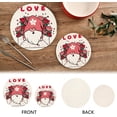 thumbnail image 4 of GZHJMY Valentine's Day Cute Gnome Heat Resistant Trivets Potholders 2PCS, Round Cotton Weave Handmade Pot Holder, Non-Slip Hot Mats Kitchen Dining Plate Mat36 for Kitchen Pans Bowl Teapot, 4 of 7