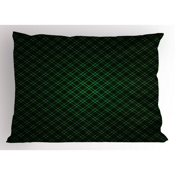Forest Green Pillow Sham Abstract Geometric Shape on Dark Background