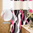 thumbnail image 2 of No Hook Shower Curtain with Built-in Rings - Pink Black Grey Lines Washable Waterproof Fabric Bathroom Curtains for Hotel,Rentals, 60 X 72 Inch Long , Modern Abstract Stripes, 2 of 9