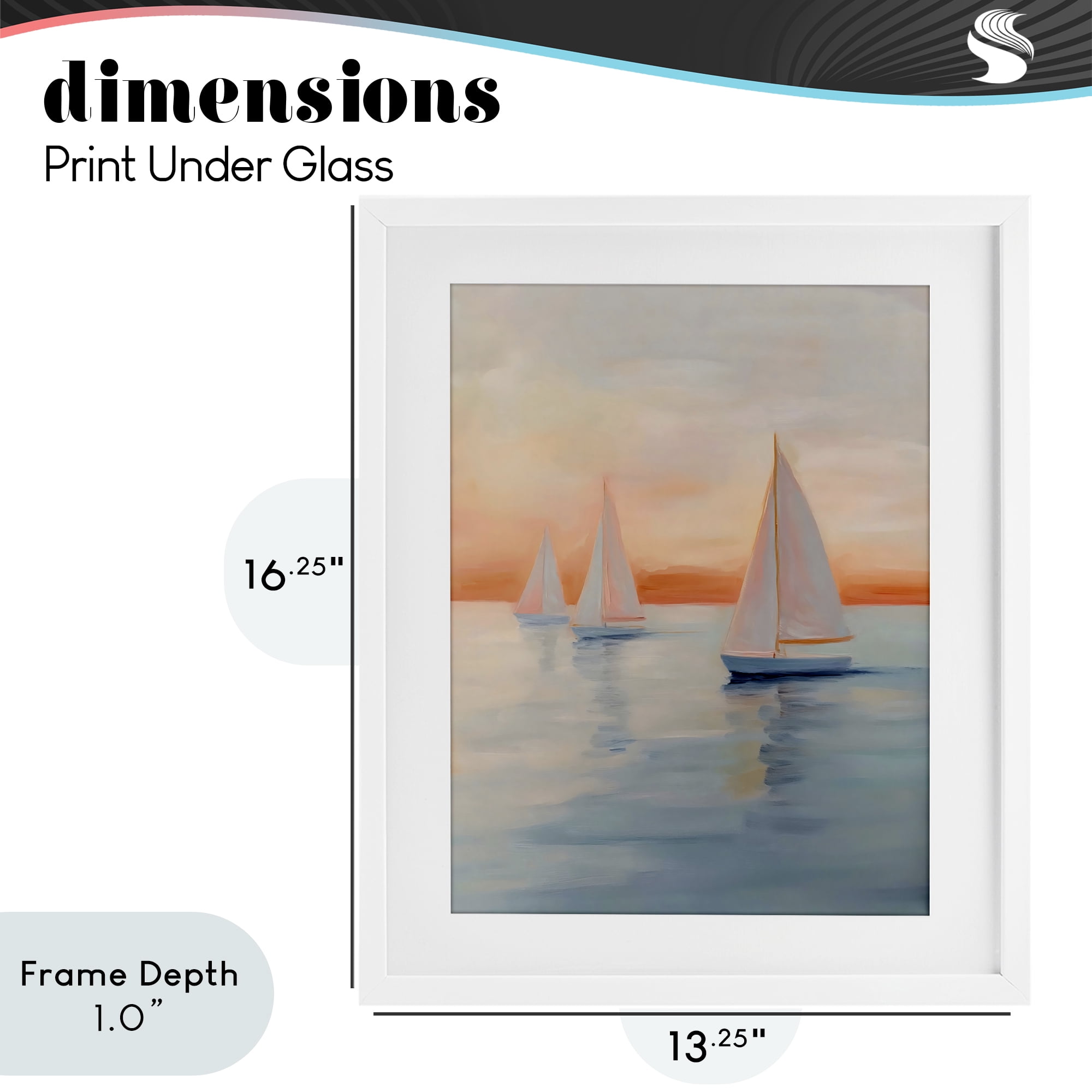 Stupell Industries Sunset Sailboats Over Calm Sea White Framed Print Under Glass, design by Creative Studio