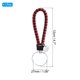 thumbnail image 2 of Llavero de cuero trenzado con funda de anillo de acero inoxidable, cordón de muñeca tejido de PU, rojo negro, 2 of 5