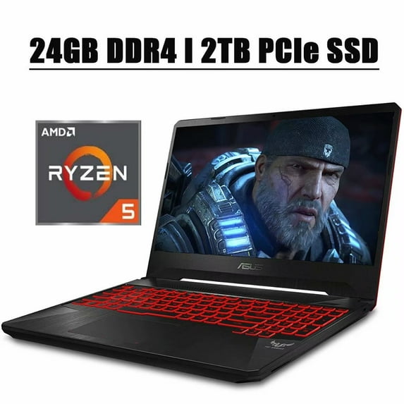 ASUS TUF FX505 2020 Flagship Gaming Laptop I 15.6" FHD 60Hz Display I AMD Quad-Core Ryzen 5 3550H Processor I 24GB DDR4 2TB PCIe SSD I 4GB RX560 Red Backlit Keyboard 720p Webcam WIFI HDMI Win 10