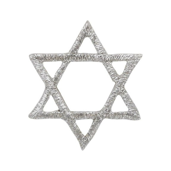 SMALL - SILVER - Hannukah Jewish Star of David - Iron on Embroidered Patch Applique