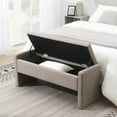 thumbnail image 2 of GZXS Storage Ottoman Bench with Hinged Lid | Linen Upholstered Bench for Living Room & Bedroom | 47.25"L x 15.75"W x 18.5"H, Brown Gray, 2 of 8