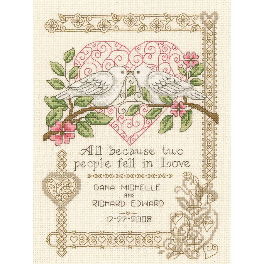 All Because Wedding Record Counted Cross Stitch Kit, 7.25" x 10", 14 Count