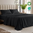 thumbnail image 3 of Bare Home Organic Jersey Sheet Set - 100% Organic Cotton - Deep Pocket - 3 Piece - Twin, Black, 3 of 10