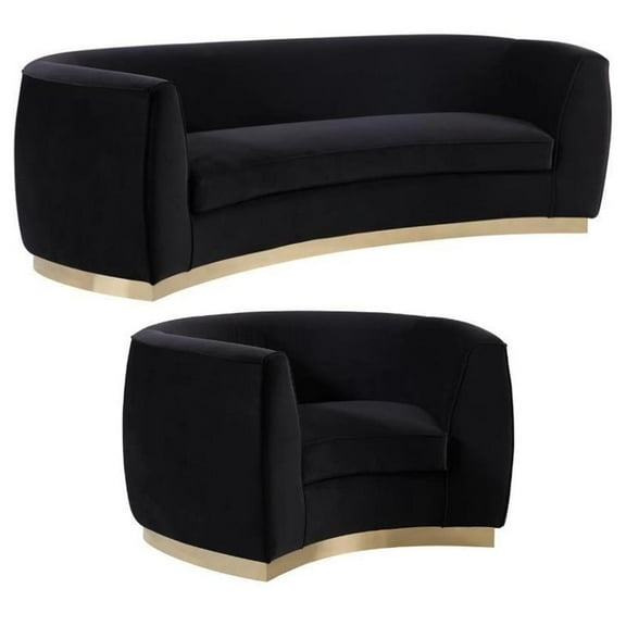 Home Square 2-Piece Furniture Set with Velvet Accent Chair & Contemporary Sofa