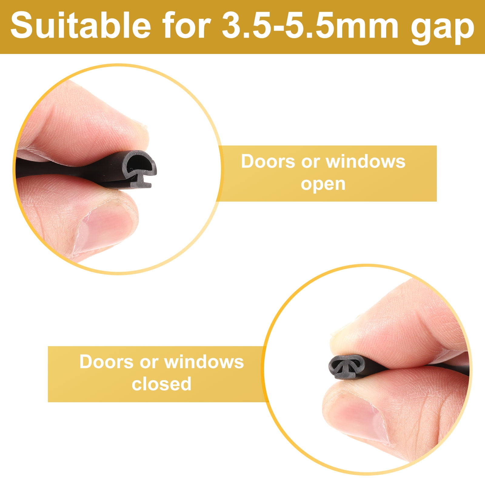 Window Weather Stripping Door Seal, 2 Pack 5/16" Wide Bulb Bubble TPE Weatherstrip Seal for 3/16" Slot (10 m/33 ft, Black)